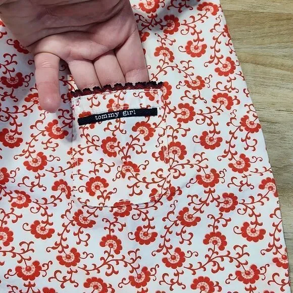 🔹️Tommy Girl Cream & Red Floral Print Cap Sleeve Dress XSmall - Picture 10 of 14